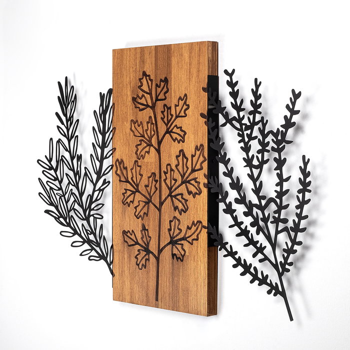 Wallity Triple Herbs - 385 Escultura de pared de madera y metal